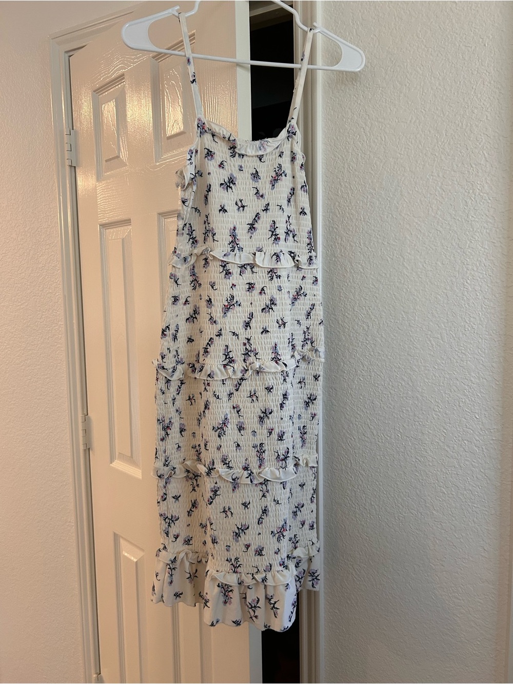 No Boundaries White Floral Ruffle Midi Dress